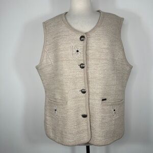 Vintage Solo Women's Sz XL Wool Blend Embroidered Vest Bottons Front New